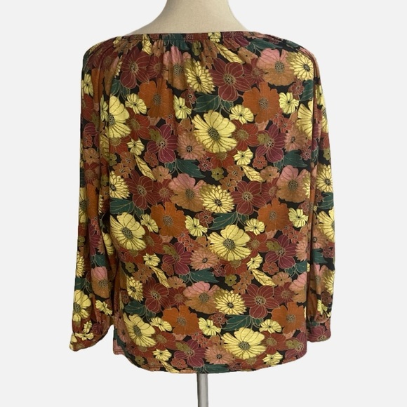 Nation LTD Los Angeles Floral Top Size Medium Popover Peasant Long Sleeve Boho - Picture 7 of 9